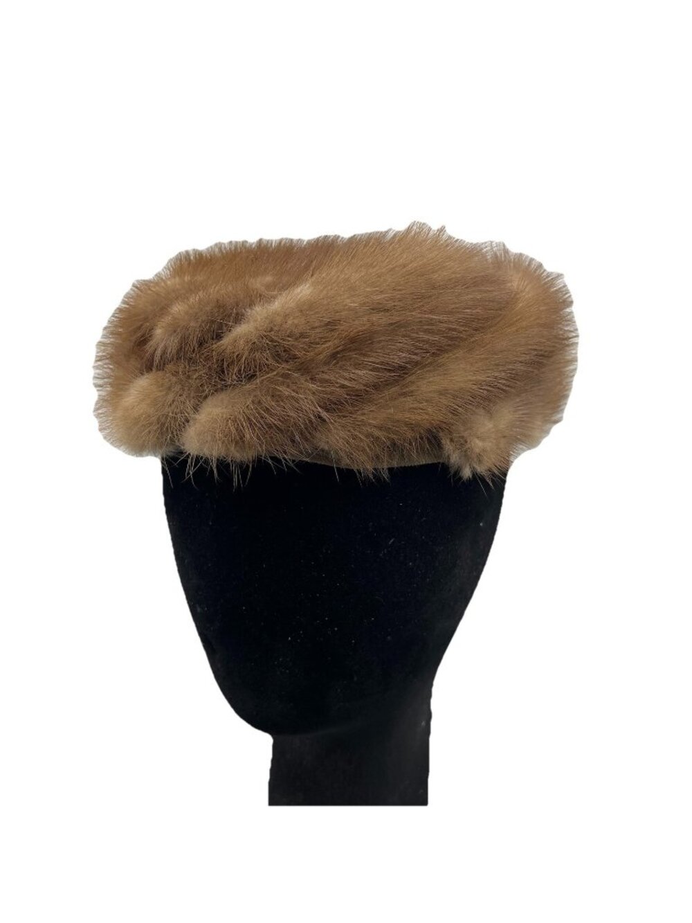 Vintage Women's Fur Pillbox Veiled Hat Cap 6 1/2 Retro 1950's 60's Made in USA